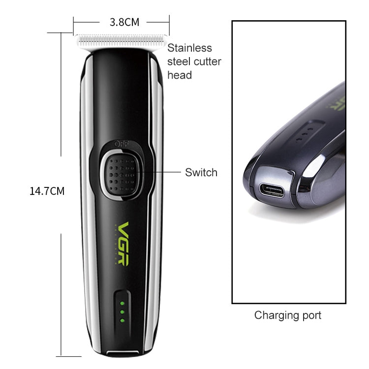 VGR V-020 5W USB Push White / Carved Electric Hair Clipper Reluova