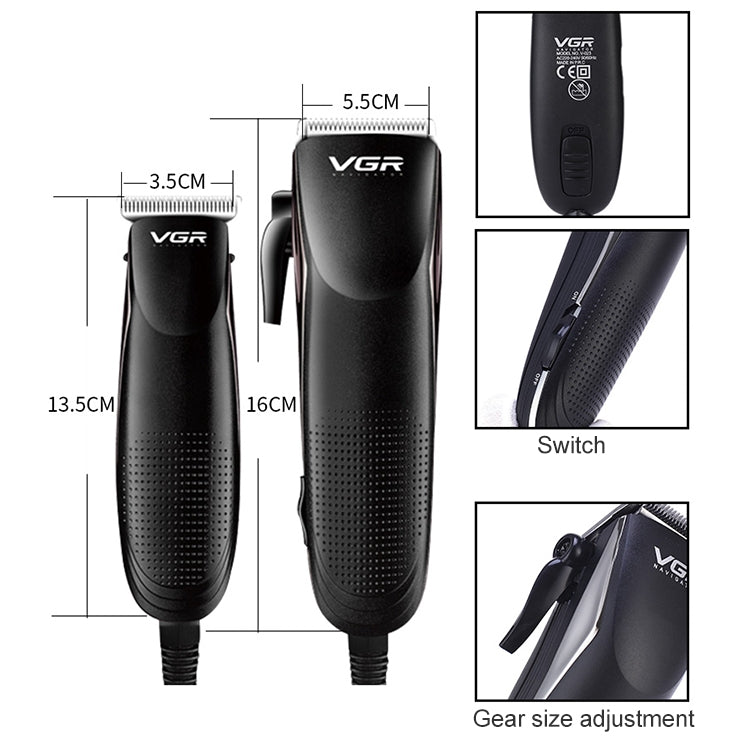 VGR V-023 2 PCS 7W Gradient Engraving Hair Clipper with Line, Plug Type: EU Plug