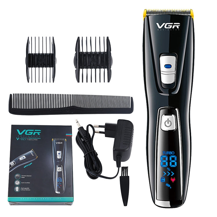 VGR V-027 10W Professional Electric Hair Clipper with LCD Display, Plug Type: EU Plug Reluova