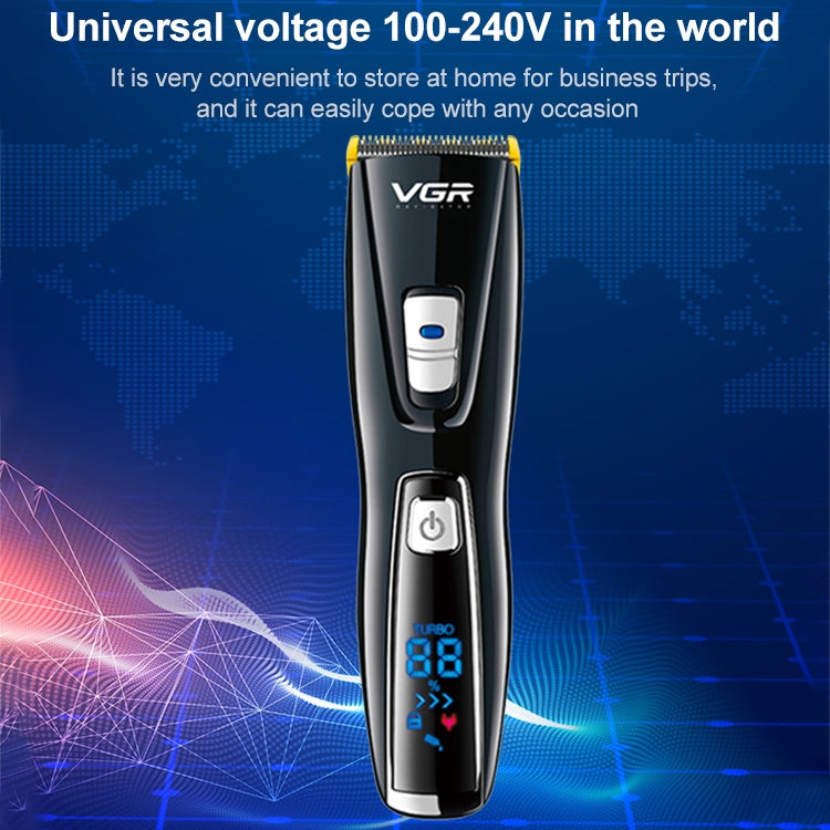 VGR V-027 10W Professional Electric Hair Clipper with LCD Display, Plug Type: EU Plug Reluova