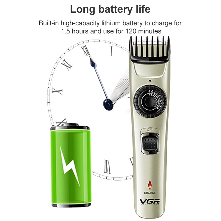 VGR V-031 5W USB Multi-size Controllable Self Trimming Hair Clipper