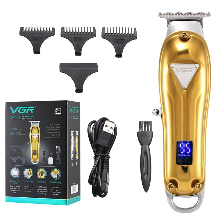 VGR V-063 8W USB Household Portable Metal Hair Clipper with LCD Display