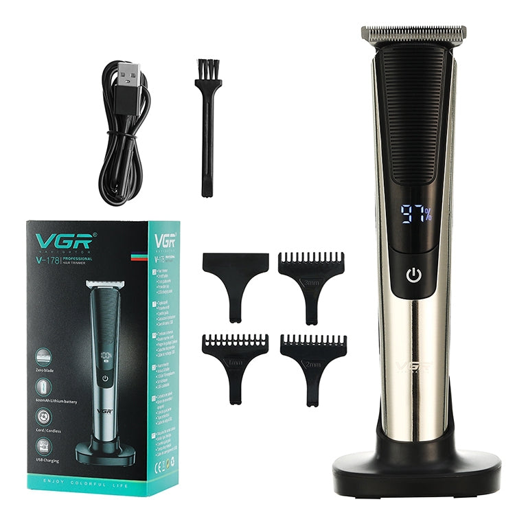 VGR V-178 5W USB Portable Hair Clipper with LED Display & Base