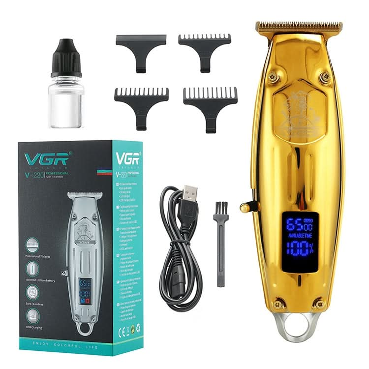 VGR V-220 5W USB Portable Metal Hair Clipper with LCD Display Reluova