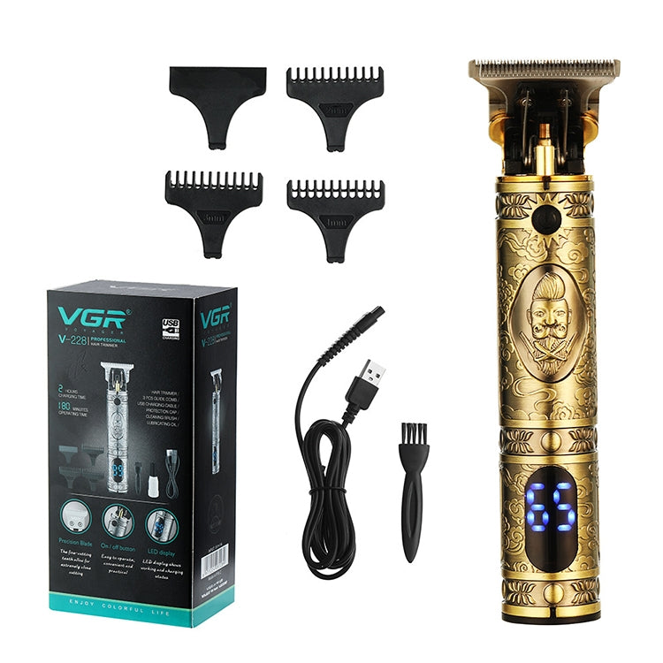 VGR V-228 5W USB Retro Engraving Hair Clipper with LED Digital Display