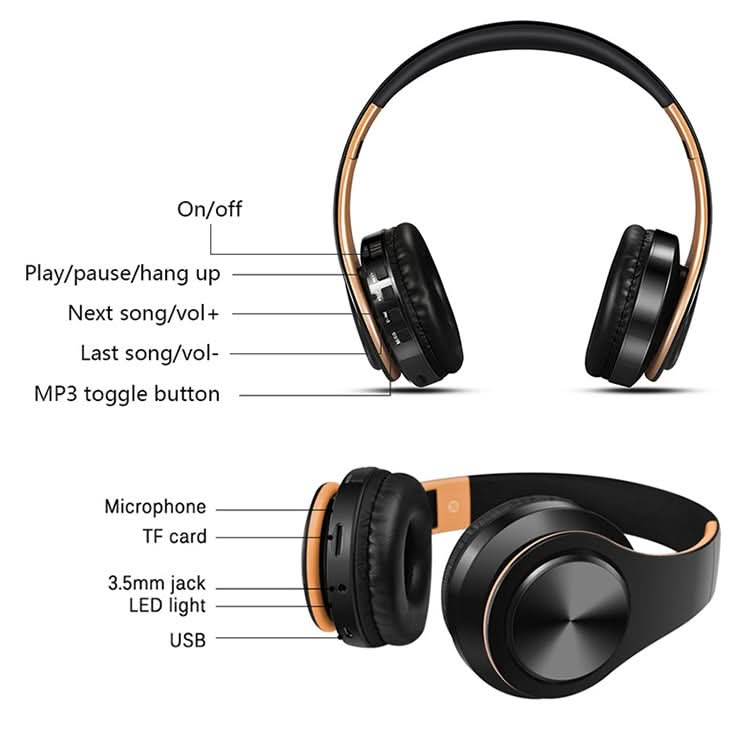 Tourya B7 Wireless Bluetooth Headset Foldable Headphone Adjustable Earphones with Microphone