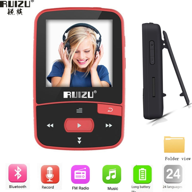 New Arrival Original RUIZU X50 Sport Bluetooth MP3 Player 8gb Clip Mini with Screen Support FM,Recording,E-Book,Clock,Pedometer Reluova