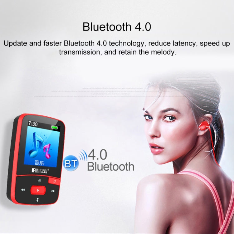 New Arrival Original RUIZU X50 Sport Bluetooth MP3 Player 8gb Clip Mini with Screen Support FM,Recording,E-Book,Clock,Pedometer Reluova