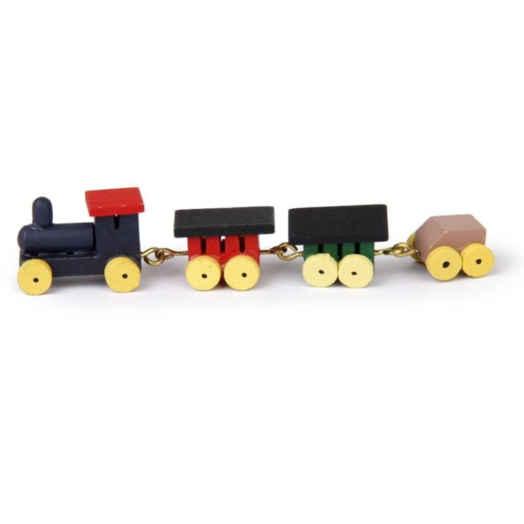 3 PCS Mini Wooden Train Simulation Model Doll House Mini Accessories