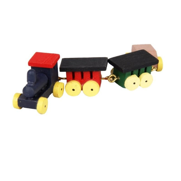 3 PCS Mini Wooden Train Simulation Model Doll House Mini Accessories Reluova