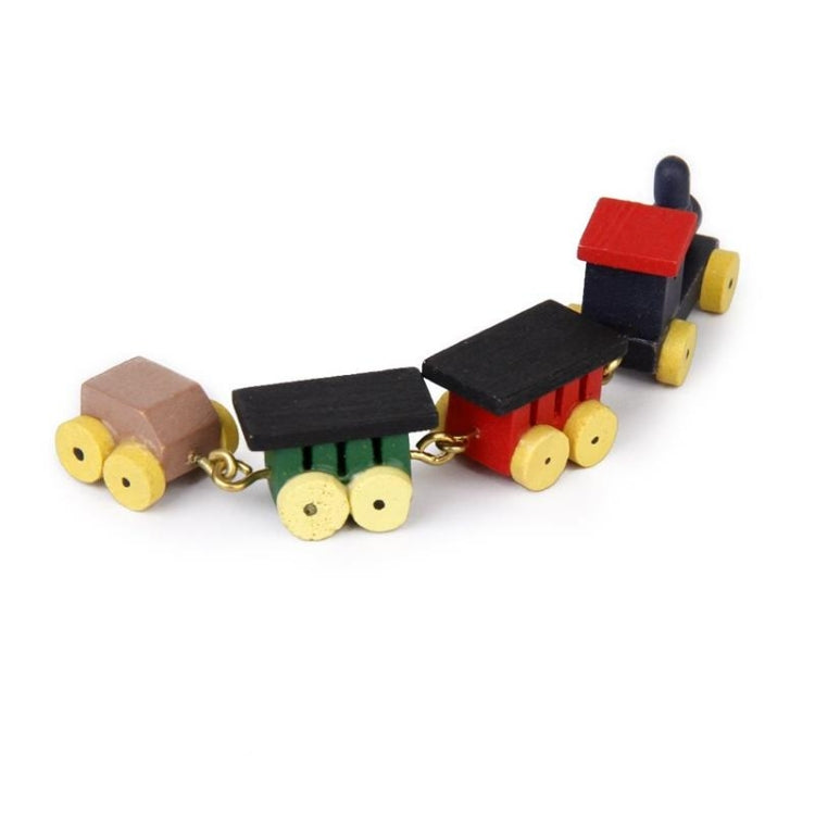 3 PCS Mini Wooden Train Simulation Model Doll House Mini Accessories Reluova