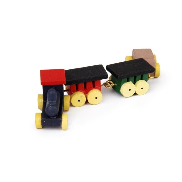 3 PCS Mini Wooden Train Simulation Model Doll House Mini Accessories Reluova