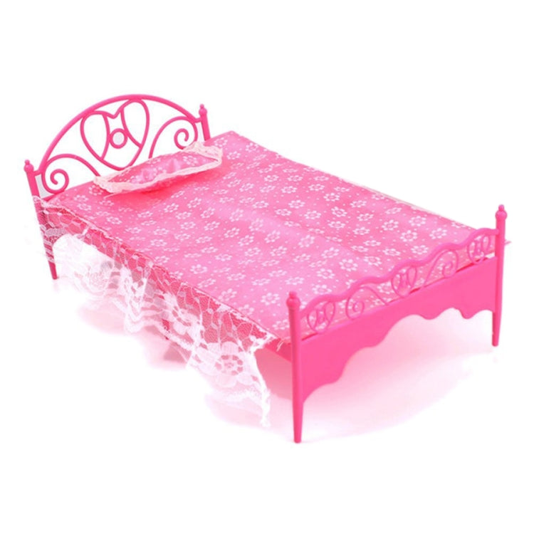 Mini Beautiful Plastic Bed Bedroom Furniture for Dolls Dollhouse Random Color Delivery Reluova