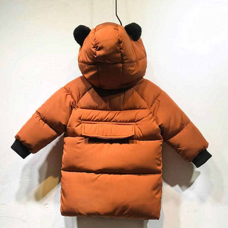 Winter Children Mid-length Thick Warm Down Jacket Cartoon Animal Ear Shape Hooded Cotton Jacket Reluova