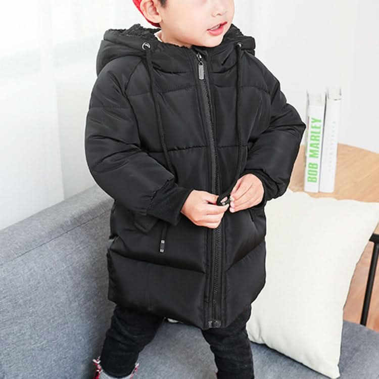 Winter Children Mid-length Thick Warm Down Jacket Cartoon Animal Ear Shape Hooded Cotton Jacket Reluova