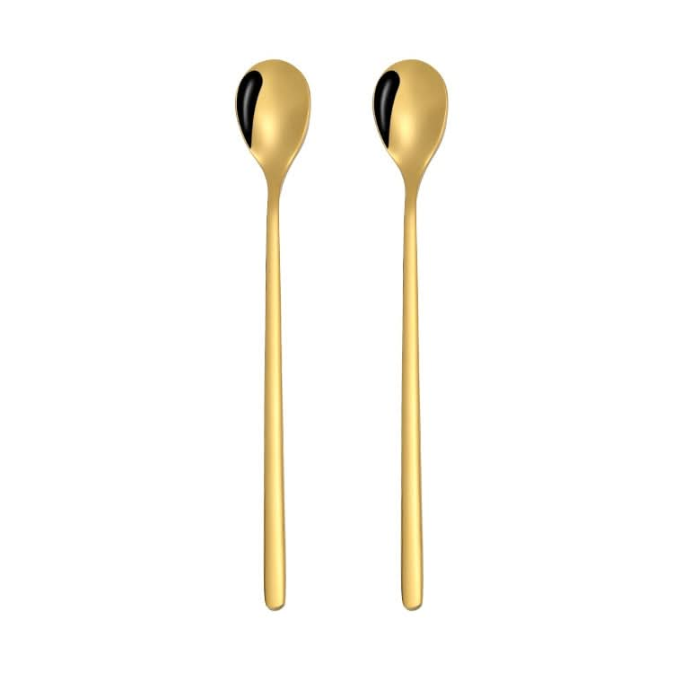 2 PCS Stainless Steel Spoon Creative Coffee Spoon Bar Ice Spoon Gold Plated Long Stirring Spoon-Reluova