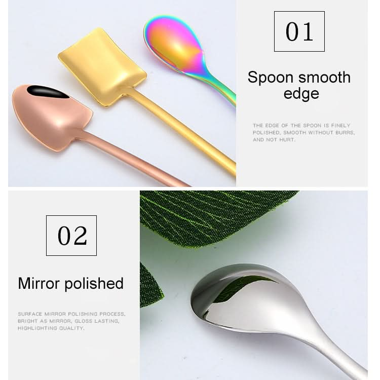 2 PCS Stainless Steel Spoon Creative Coffee Spoon Bar Ice Spoon Gold Plated Long Stirring Spoon-Reluova