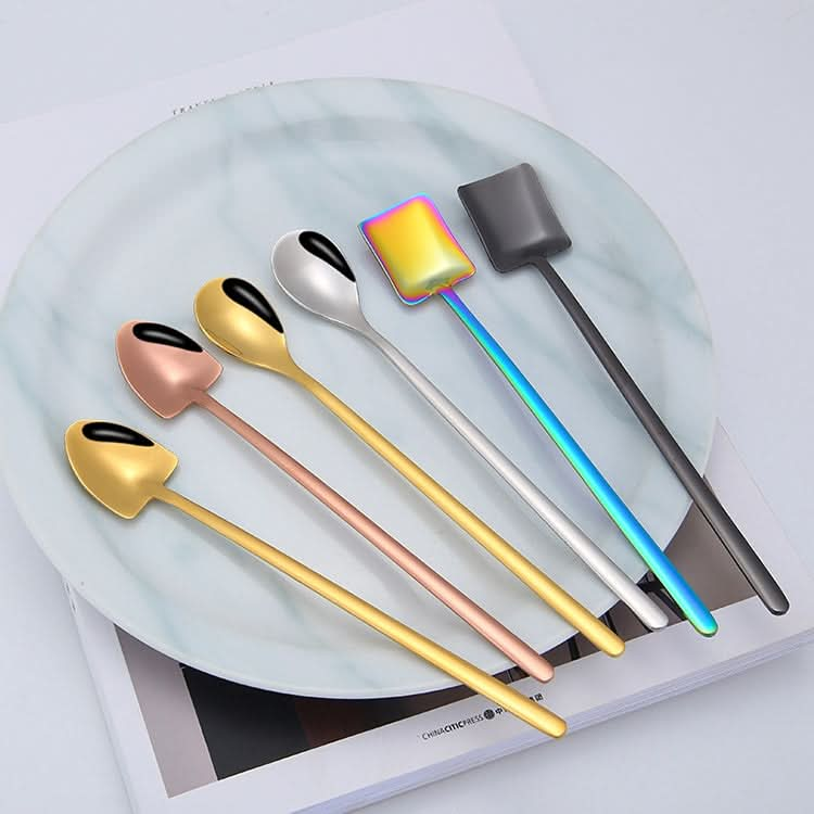 2 PCS Stainless Steel Spoon Creative Coffee Spoon Bar Ice Spoon Gold Plated Long Stirring Spoon-Reluova