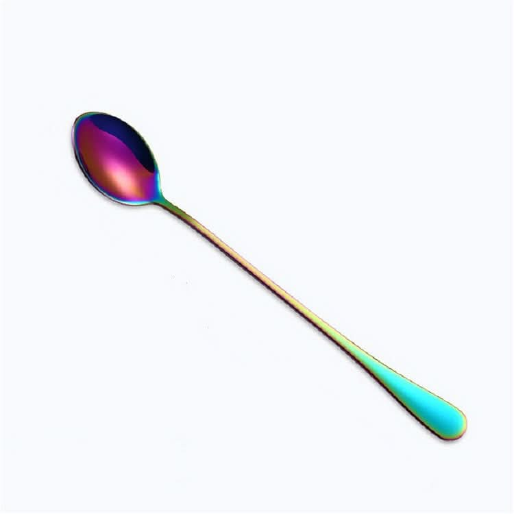 2 PCS Stainless Steel Rainbow Long Handled Coffee Scoops Cold Drink Stirring Spoon for Dessert Cake-Reluova