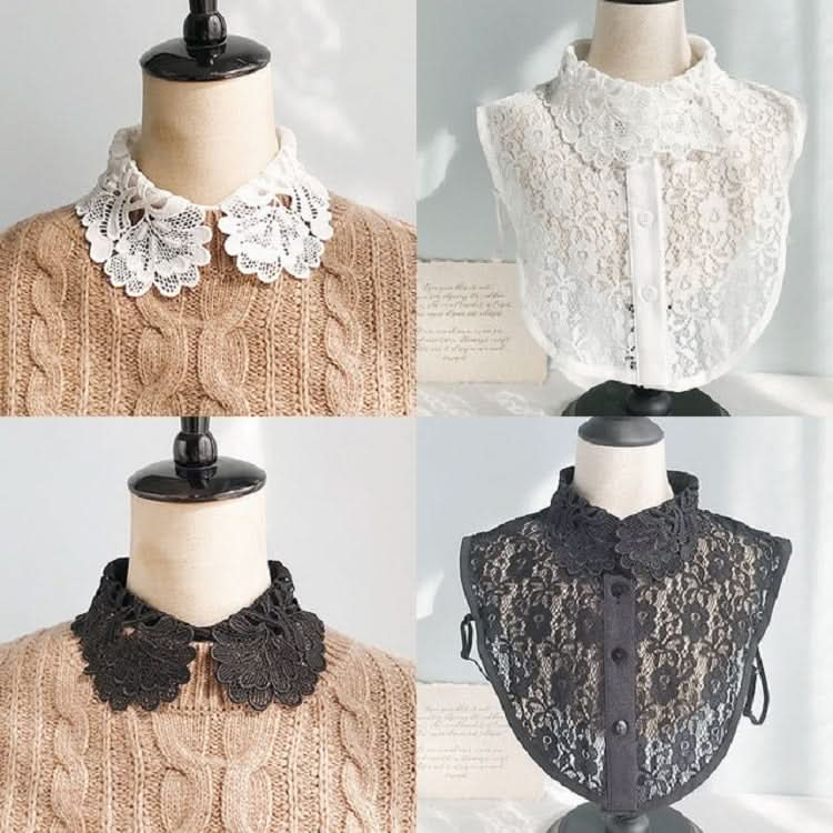 Women Autumn and Winter Lace Wild Fake Collar Shirt Decoration Collar Reluova