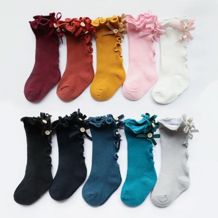 Baby Cute High Knee Fungus Lace Bow Socks Reluova