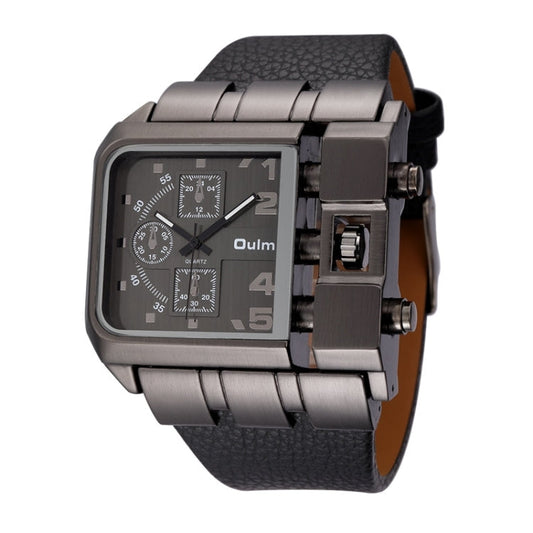 Oulm 3364 Men Square Dial Leather Belt Quartz Watch