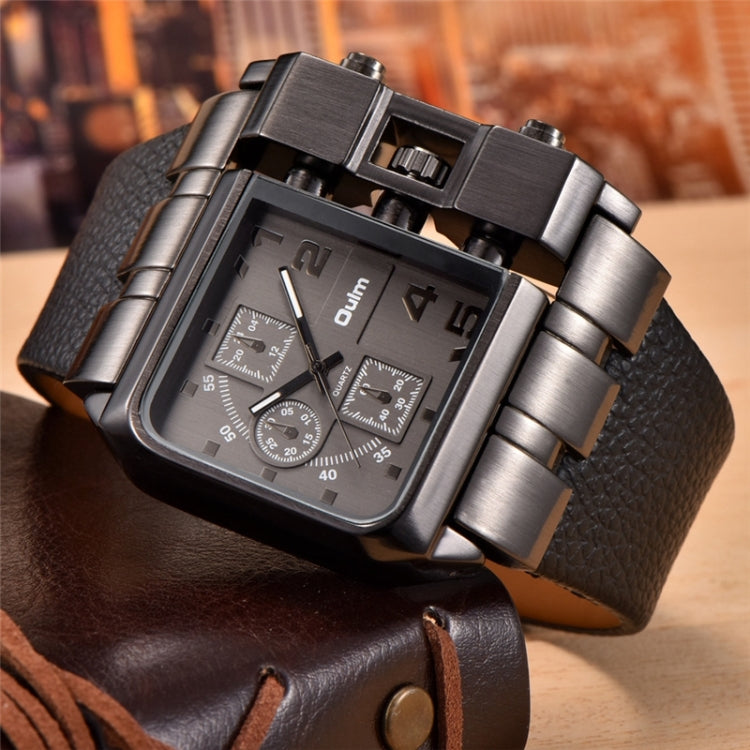 Oulm 3364 Men Square Dial Leather Belt Quartz Watch