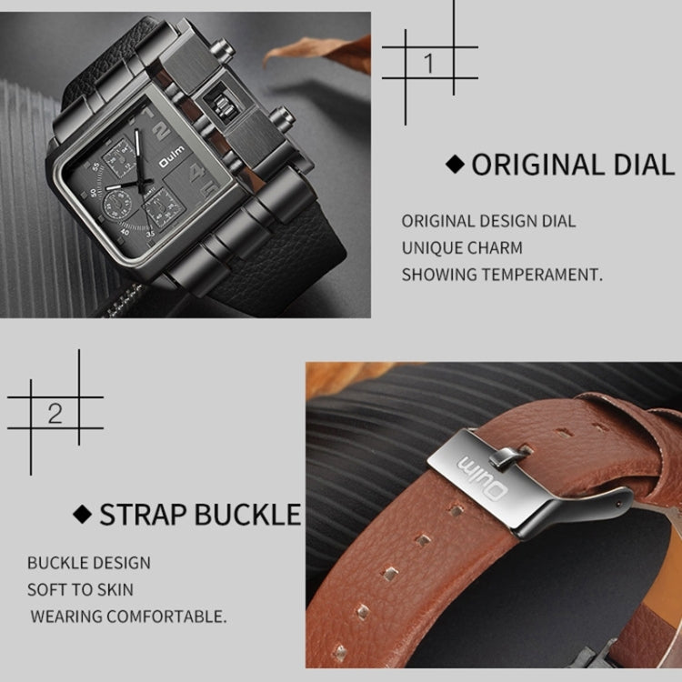 Oulm 3364 Men Square Dial Leather Belt Quartz Watch