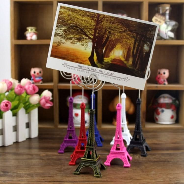 Mini Eiffel Tower Shape Desktop Statue Information Notecard Holder Photo Clip Home Art Deco Gift, Random Color Delivery Reluova