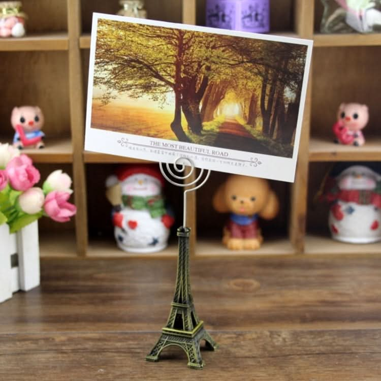 Mini Eiffel Tower Shape Desktop Statue Information Notecard Holder Photo Clip Home Art Deco Gift, Random Color Delivery Reluova