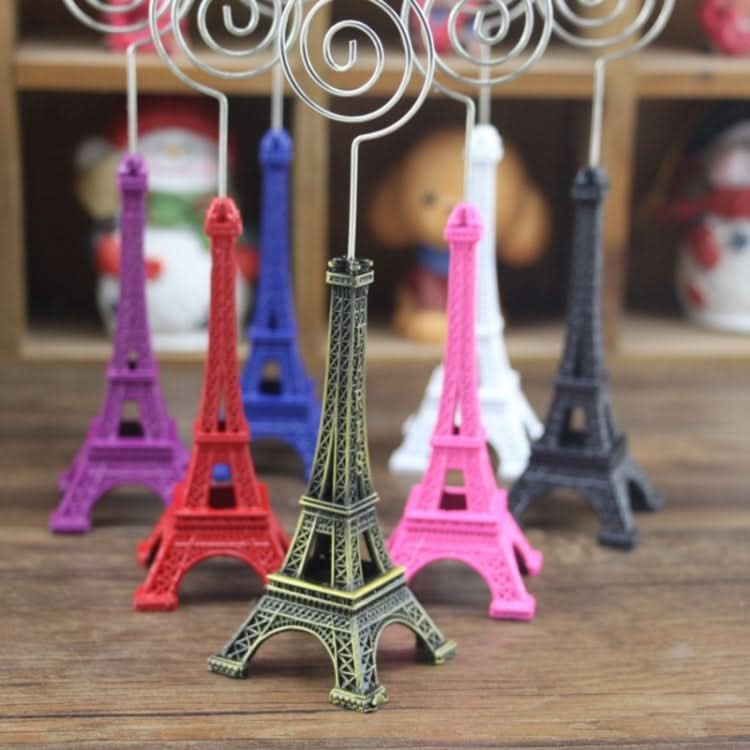 Mini Eiffel Tower Shape Desktop Statue Information Notecard Holder Photo Clip Home Art Deco Gift, Random Color Delivery Reluova