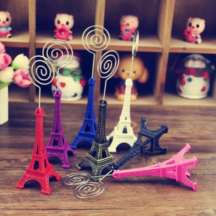 Mini Eiffel Tower Shape Desktop Statue Information Notecard Holder Photo Clip Home Art Deco Gift, Random Color Delivery Reluova