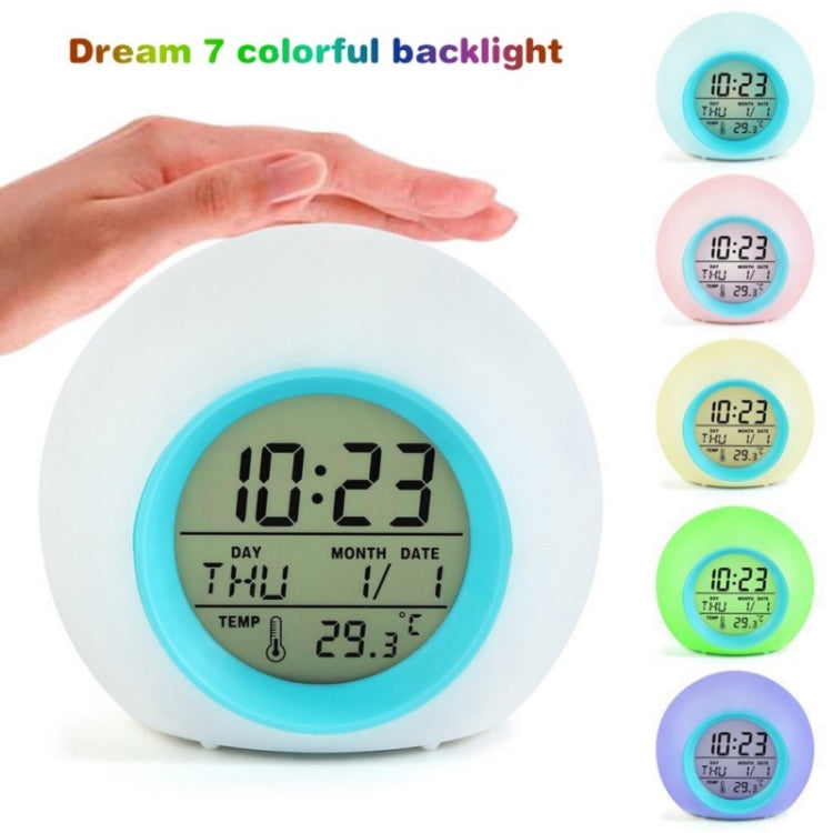 Round Color Light Gradient Alarm Clock Perpetual Calendar Clock My Store