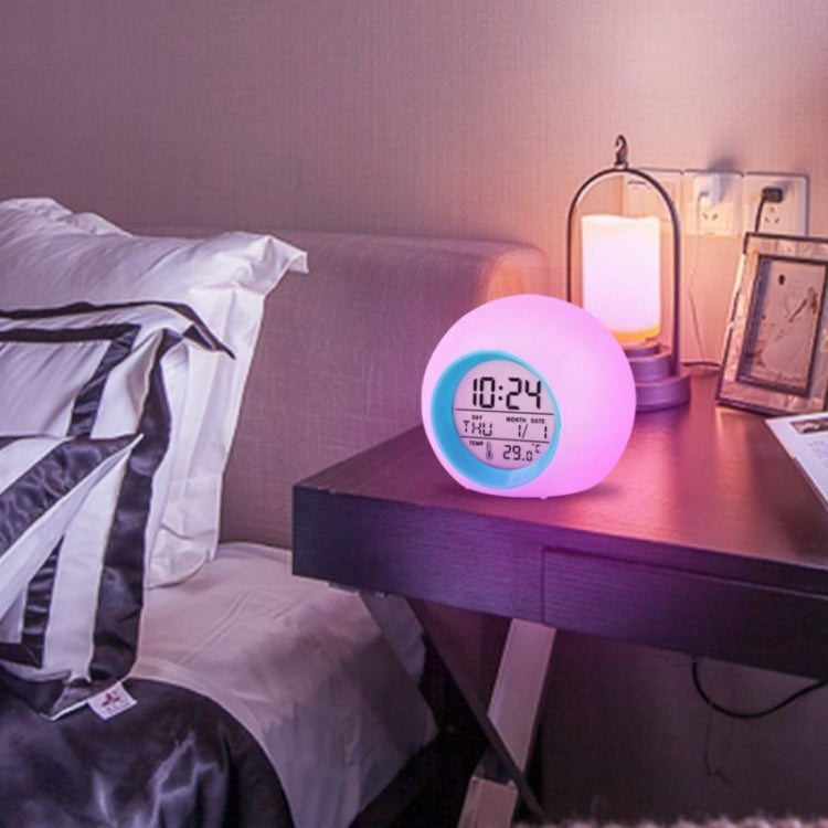 Round Color Light Gradient Alarm Clock Perpetual Calendar Clock My Store