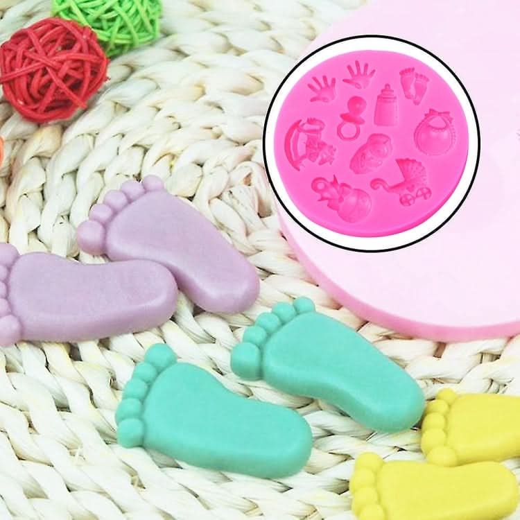 2 PCS Baby Hand Foot Shape DIY Mold Fondant Silicone Cake Chocolate Mold Baking Tool-Reluova