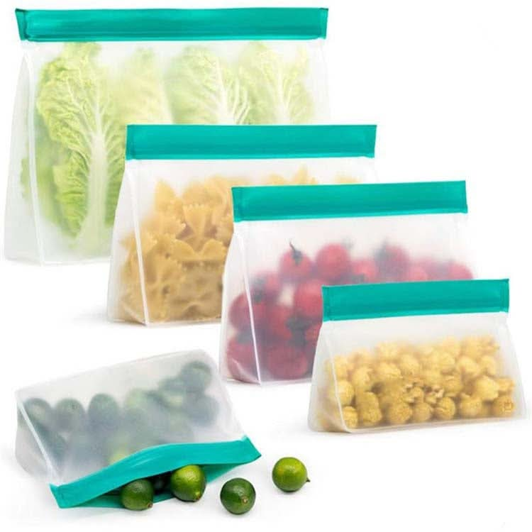 2 Sets PEVA Food Bags Reuse Three-dimensional Thickened Storage Sealed Fresh-keeping Bags, Random Color Delivery-Reluova