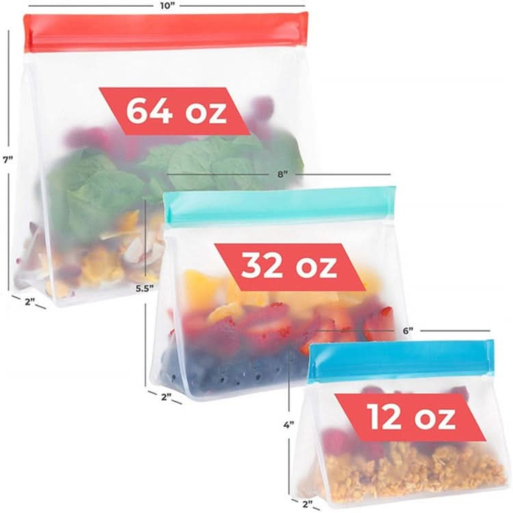 2 Sets PEVA Food Bags Reuse Three-dimensional Thickened Storage Sealed Fresh-keeping Bags, Random Color Delivery-Reluova