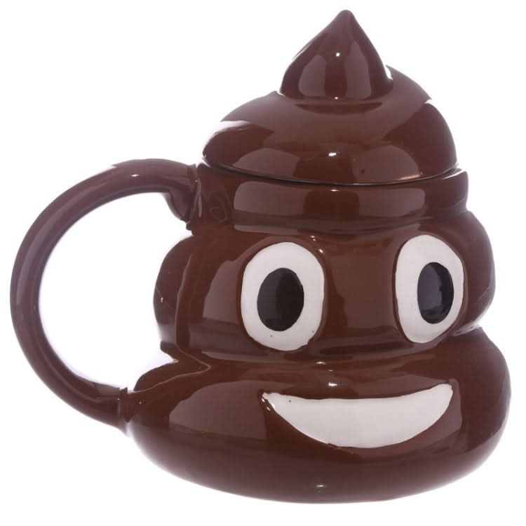 Funny Poop Ceramic Mug Cartoon Smiley Coffee Milk Mug Porcelain Water Cup with Handgrip Lid - Reluova