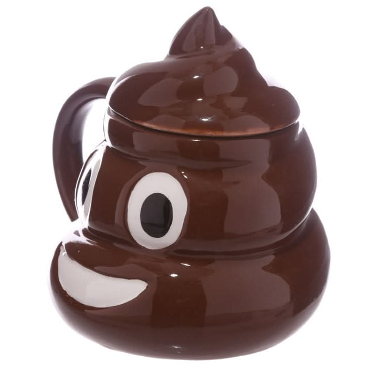 Funny Poop Ceramic Mug Cartoon Smiley Coffee Milk Mug Porcelain Water Cup with Handgrip Lid - Reluova