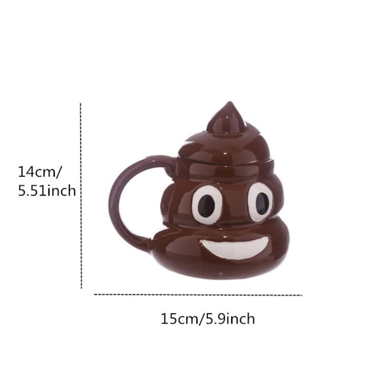 Funny Poop Ceramic Mug Cartoon Smiley Coffee Milk Mug Porcelain Water Cup with Handgrip Lid - Reluova