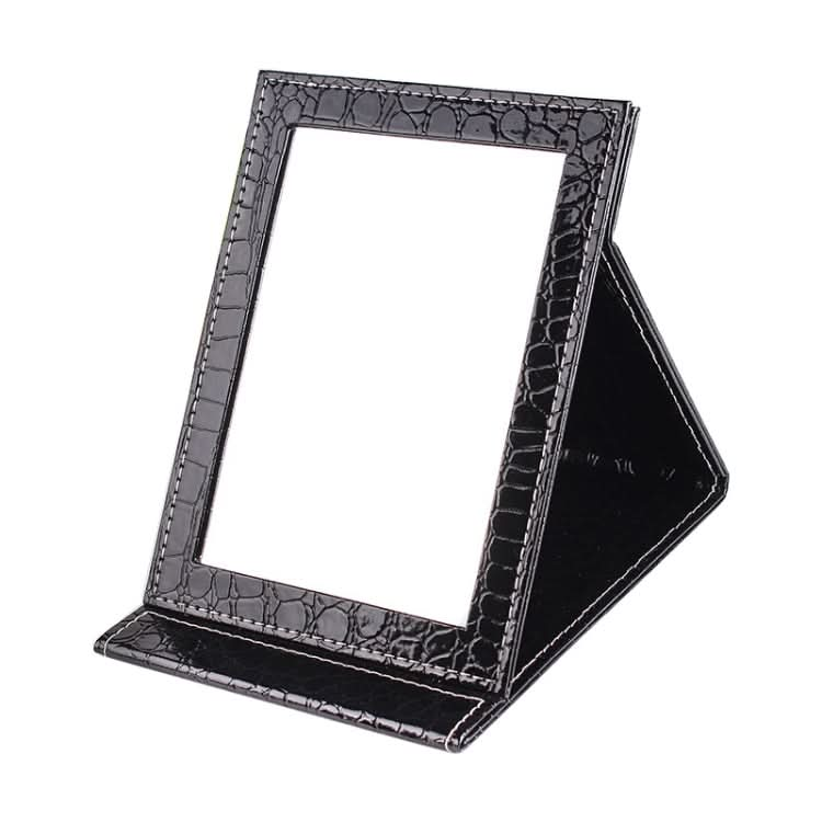 Square Stand Leather Make Up Mirror Alligator Pattern Portable Cosmetic Mirror Reluova