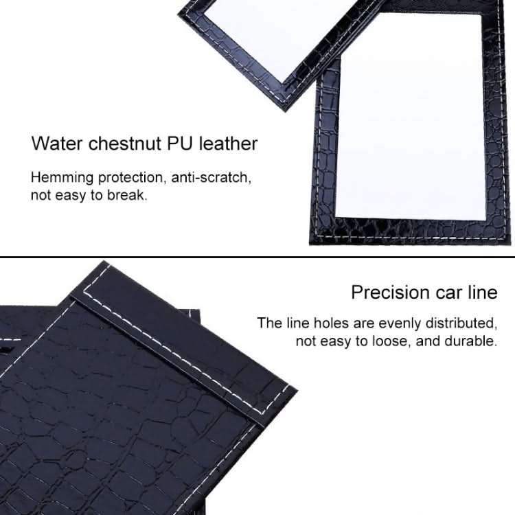 Square Stand Leather Make Up Mirror Alligator Pattern Portable Cosmetic Mirror Reluova