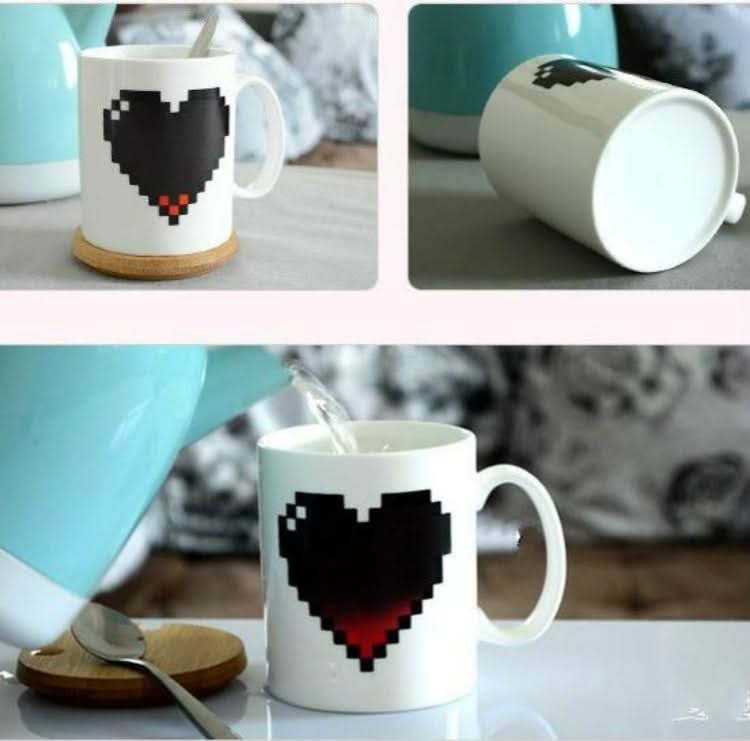 Creative Heart Magic Temperature Changing Cup Color Changing Chameleon Mugs Heat Sensitive Coffee Tea Milk Cup - Reluova