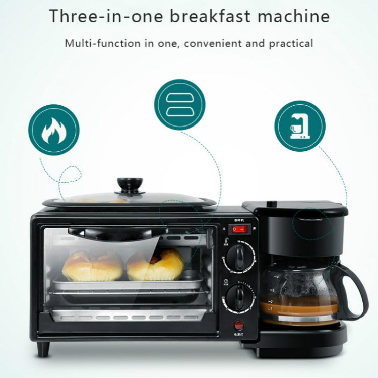 3 in 1 Electric Breakfast Machine Multifunction Coffee Maker + Frying Pan + Mini Oven  Household Bread Pizza Oven