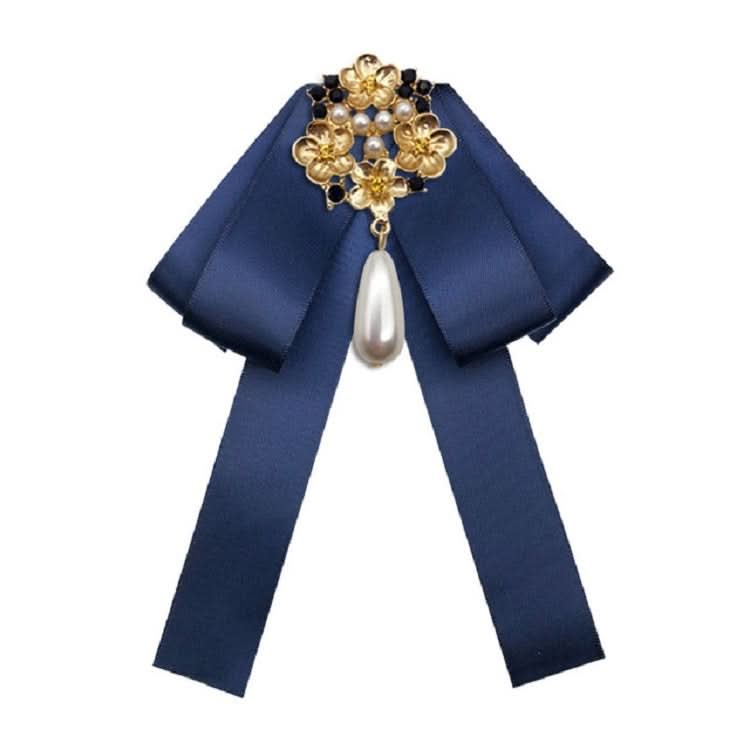 Ladies Retro Style Cloth Fabric Pearl Diamond Brooch Bow Tie Bow Clothing Accessories Reluova