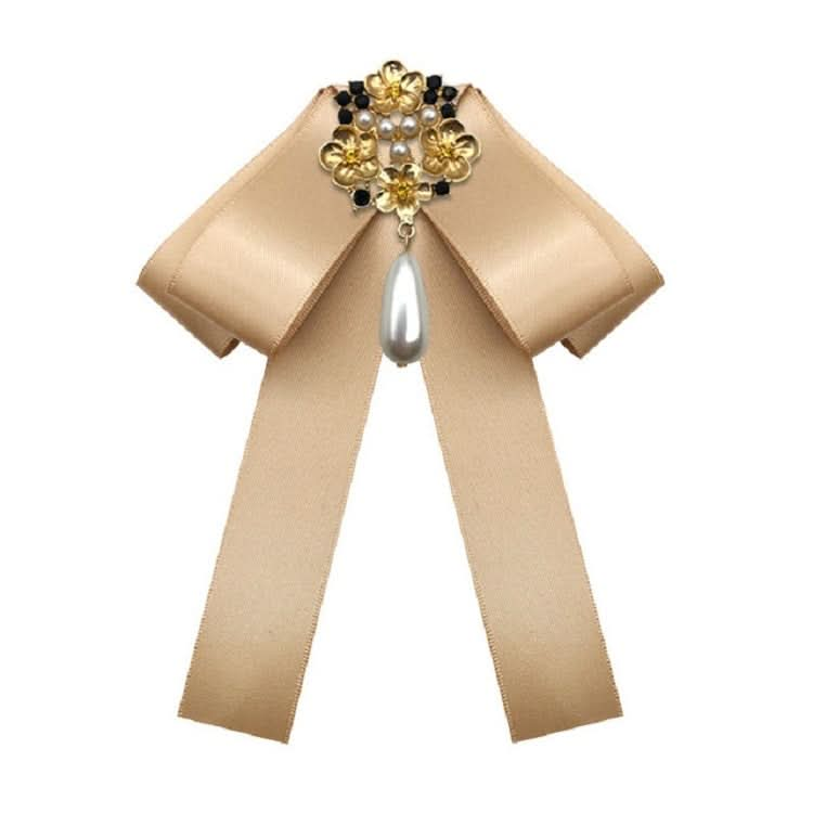 Ladies Retro Style Cloth Fabric Pearl Diamond Brooch Bow Tie Bow Clothing Accessories Reluova