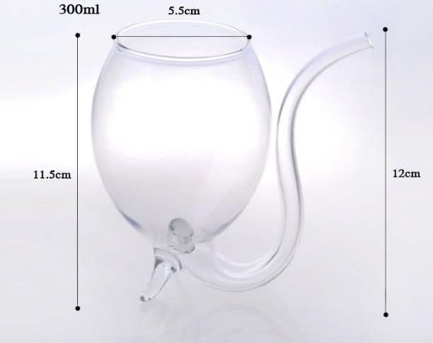 300ML Creative Glass Mug Milk Cup with straw Cold Drink Cup Juice Mug Wine Glass-Reluova