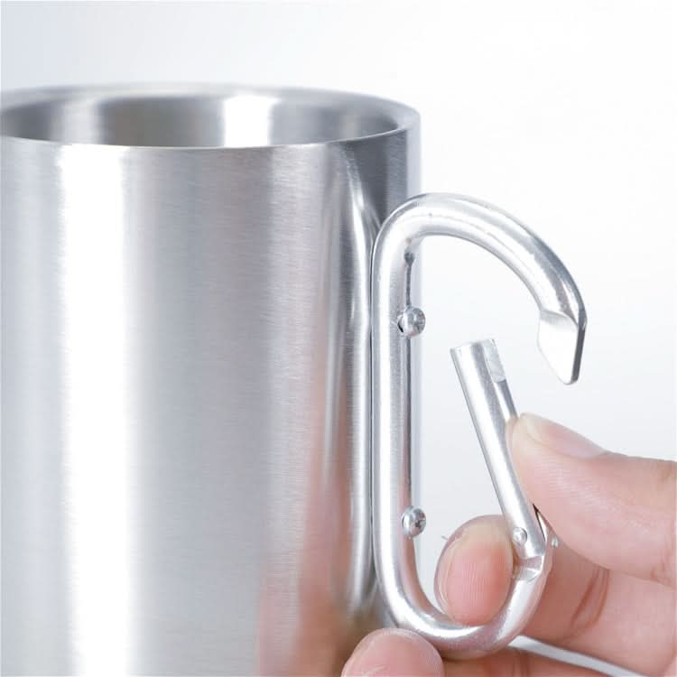 Stainless Steel Double Walled Water Mugs Coffee Cup with Carabiner Handle, Random Color Delivery - Reluova