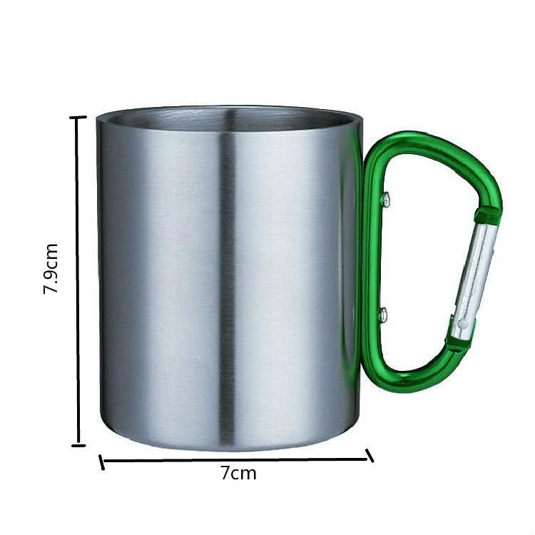 Stainless Steel Double Walled Water Mugs Coffee Cup with Carabiner Handle, Random Color Delivery - Reluova