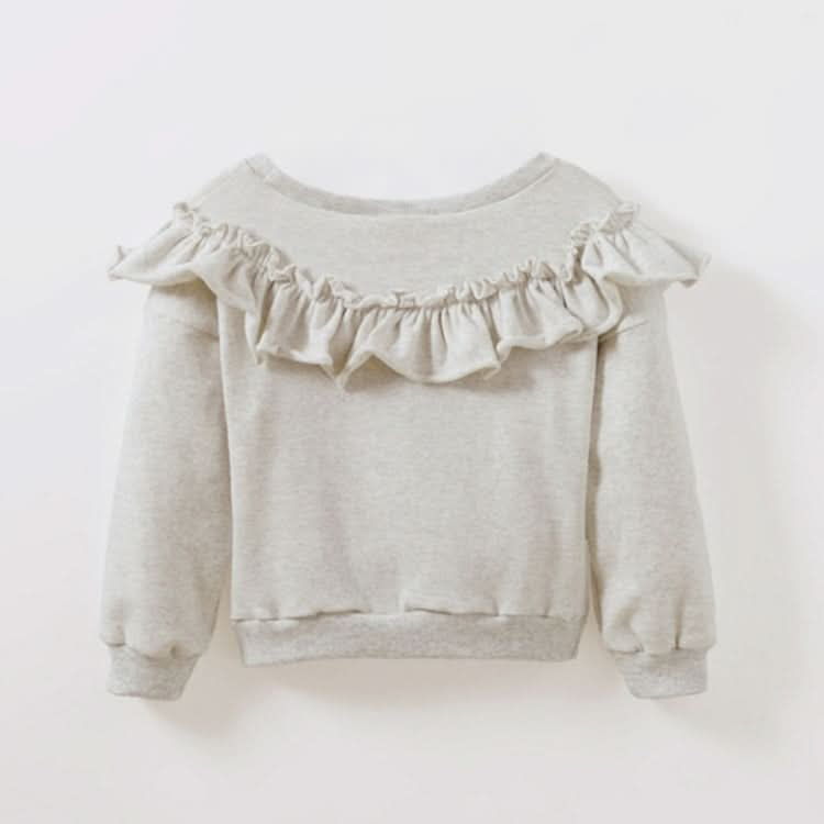 Spring and Autumn Girls Cotton Long-sleeved Ruffled Sweatshirt Reluova